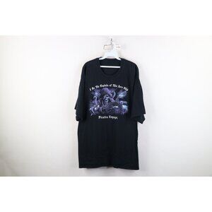 Vintage 90s Y2K Streetwear Mens 3XL Faded Halloween Skull Pirate T-Shirt Black
